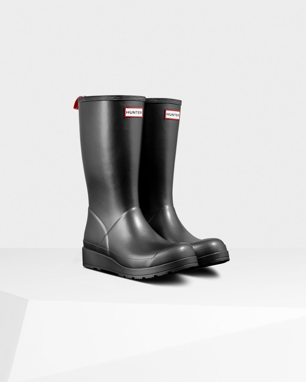 Play Botas Hunter Mujer Negras Original Tall Pearlized Rain 947631-FIB